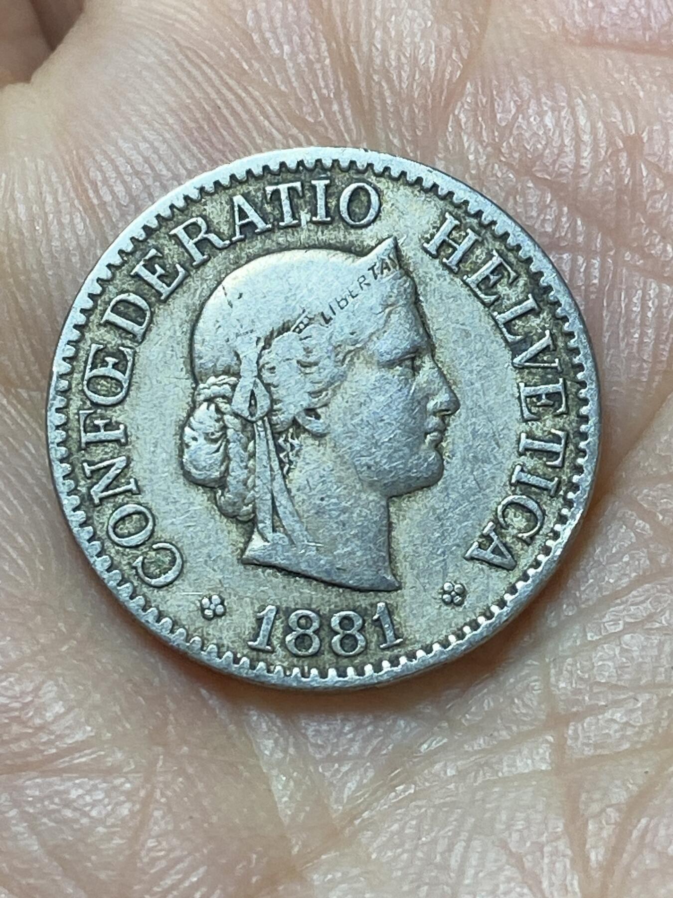 2026年第二十场(总第一百八十九场）外国好品散币场(免佣金) 稀少早期年份–瑞士🇨🇭1881年10拉彭(第二版，B标伯尔尼造)