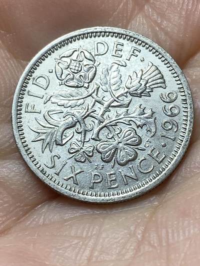 2026年第二十场(总第一百八十九场）外国好品散币场(免佣金) - 英国🇬🇧1966年6便士(伊丽莎白二世青年桂冠第二版)