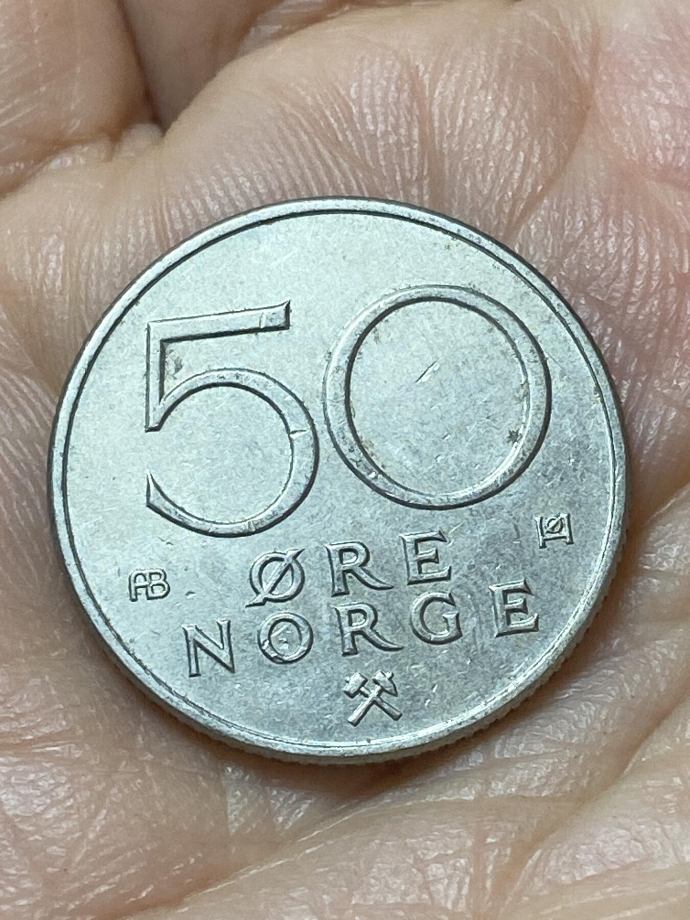 2026年第二十场(总第一百八十九场）外国好品散币场(免佣金) 挪威🇳🇴1974年50欧尔(奥拉夫五世第二版，AB标，小盾版)