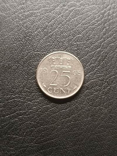 荟藏特别场次第一期——“社长的钢镚堆” - 荷兰1968年25分 朱丽安娜女王 镍制