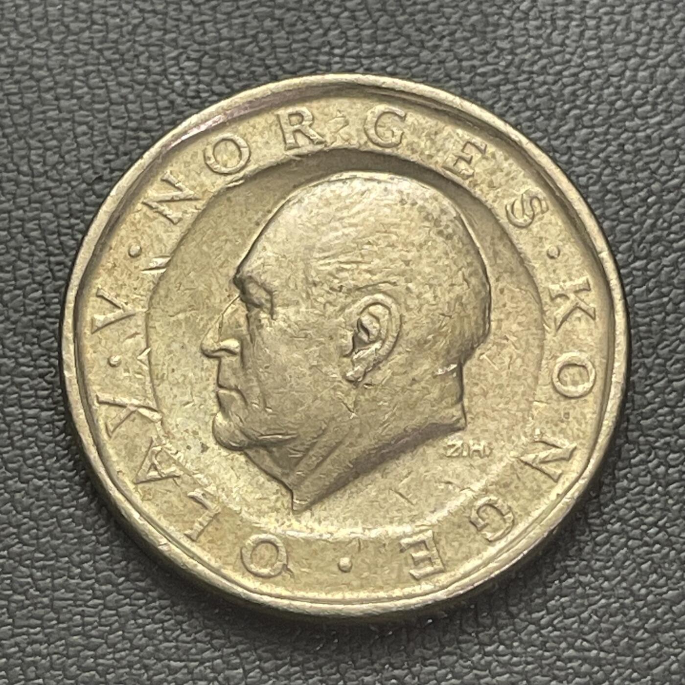 回流0207 挪威1986年10克朗（等值人民币6.5元）国王奥拉夫五世（Olav V）