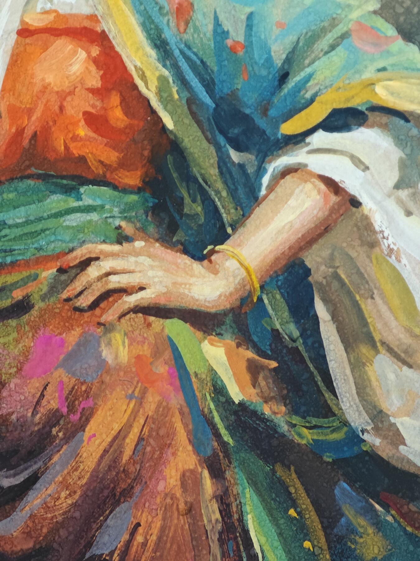 白泽拍卖卡牌手绘专场第32期（愿得长如此 年年物侯新） 2025 马哲帆手绘画 二娘 尺寸：25.3cm*36.7cm  马哲帆钤印