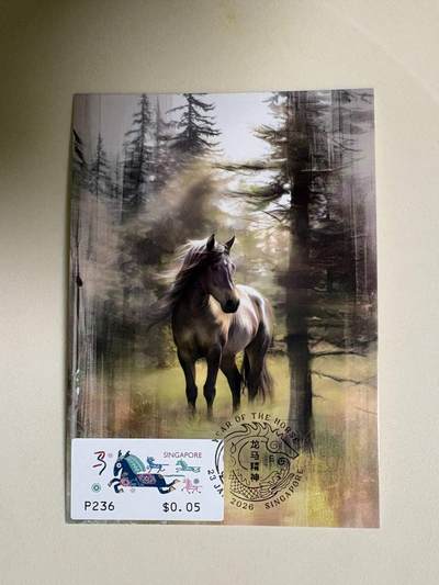 生肖马年专场01          无佣金、可寄存、满50包邮 - 2026新加坡马年电子邮票极限片 限定纪念戳