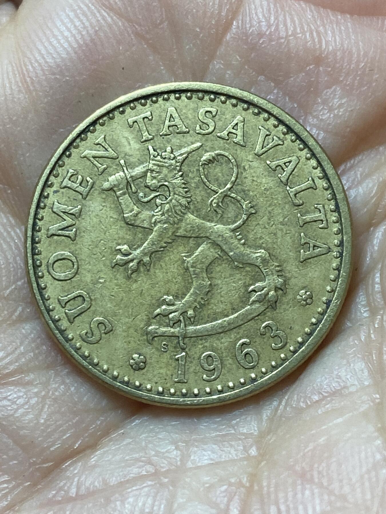 2026年第二十场(总第一百八十九场）外国好品散币场(免佣金) 芬兰🇫🇮1963年20盆尼(独立后第三套首发年，S标)