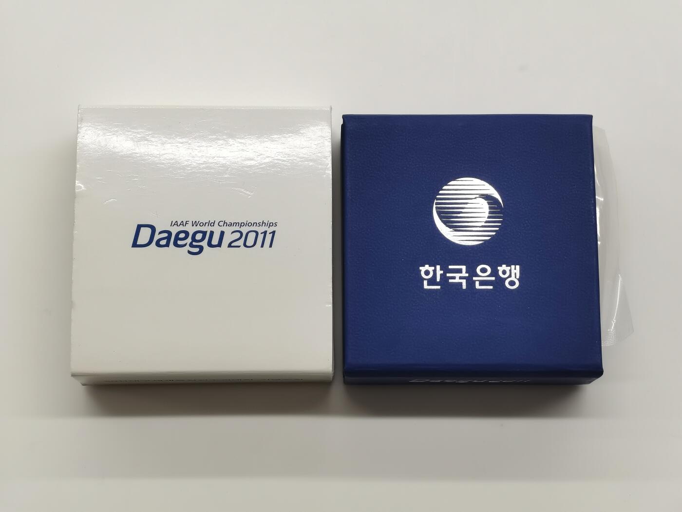 博洋堂“心向春光”2月精品大拍专场暨第160期（全场包邮） 2011年韩国50000韩元彩色精制银币 大邱世界田联冠军赛 19克999银 盒证全