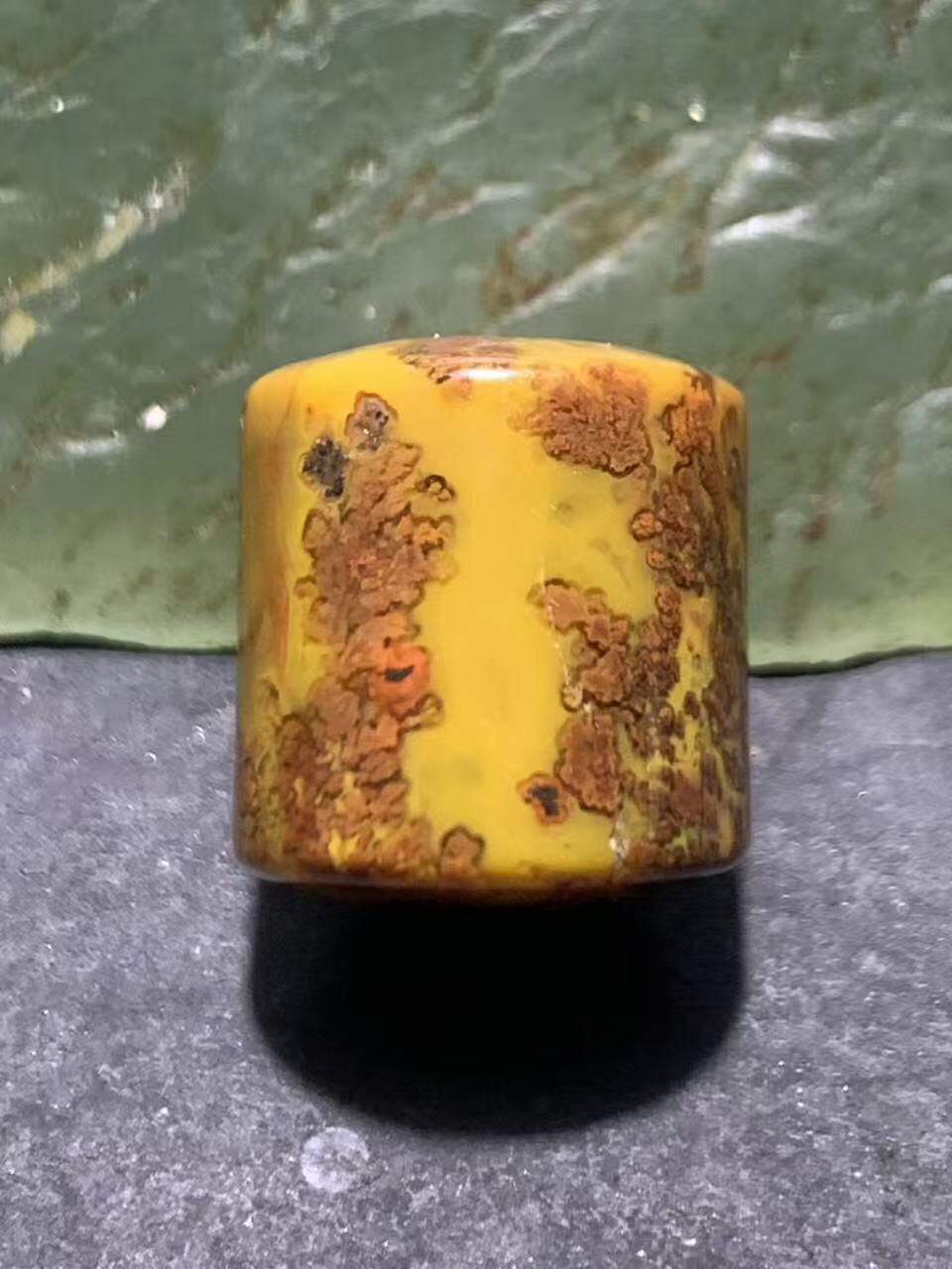 草花纹战国红玛瑙通货直桶桶珠一颗