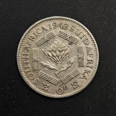 【淘币小摊】实时拍第八百六十七拍   小银币散币场    年前最后一周之前预留8号9号全部发出请更换最新收货地址不方便收货的请勿参拍或者顺丰到付 - 南非1942年乔治六世6便士银币