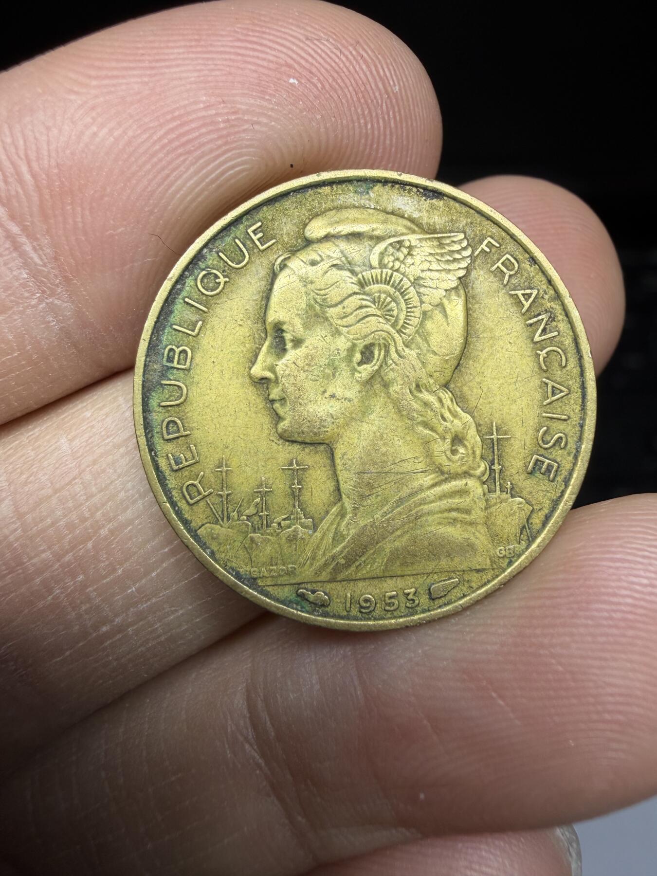 2025年集古藏今外币拍卖第二期-第5场—（总第305拍），可以寄存60天，满160元包邮。 1953年法属马达加斯加20法郎