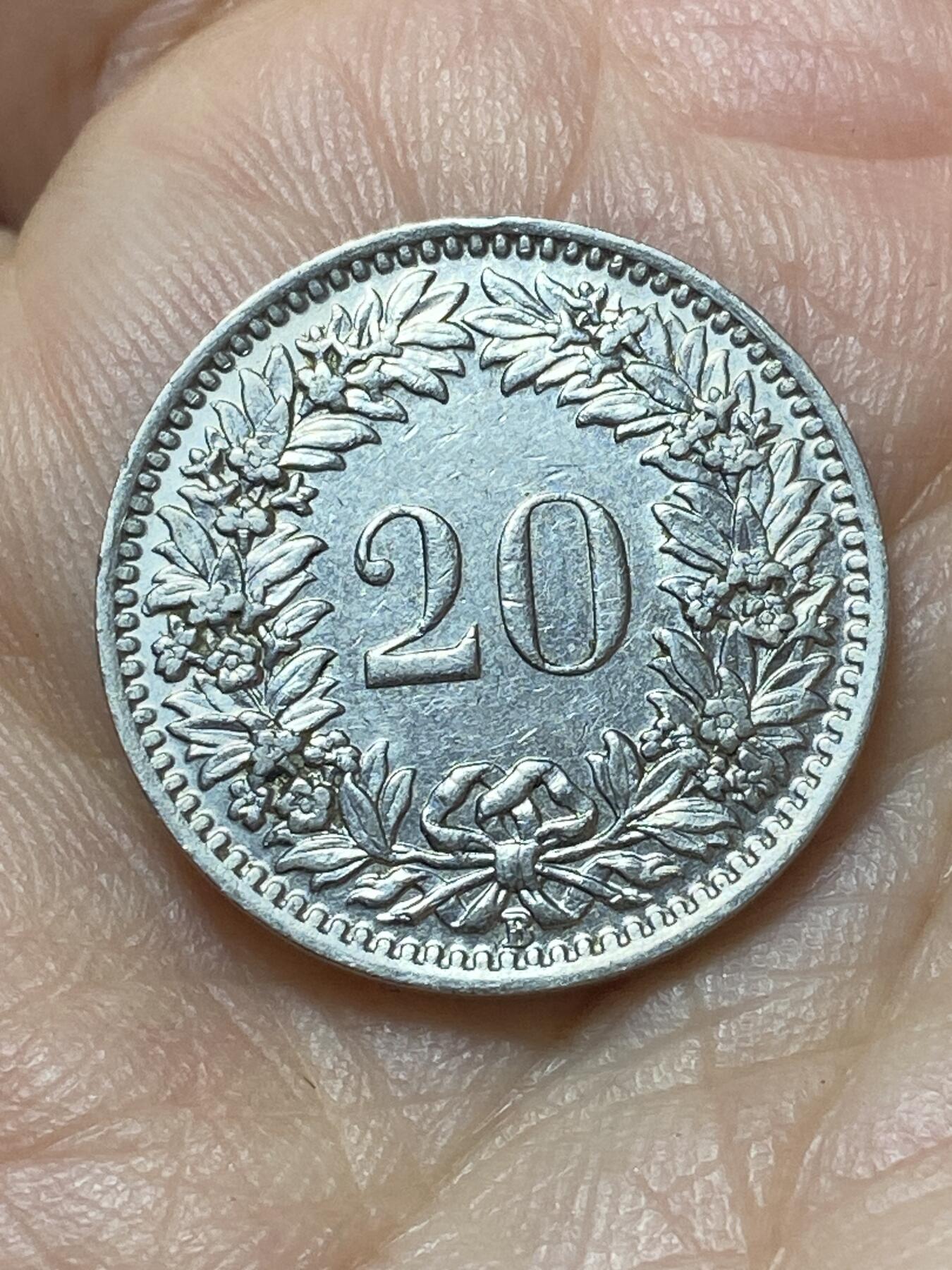 2026年第二十场(总第一百八十九场）外国好品散币场(免佣金) 稀少早期年份–瑞士🇨🇭1938年20拉彭(第二版关门年，B标伯尔尼造)