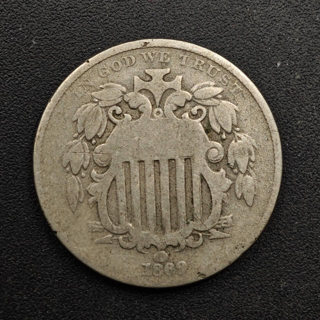  【淘币小摊】限时拍第八百六十六拍   散币场    年前最后一周之前预留8号9号全部发出请更换最新收货地址不方便收货的请勿参拍或者顺丰到付 美国1869年5分镍币