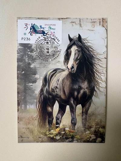 生肖马年专场01          无佣金、可寄存、满50包邮 - 2026新加坡马年电子邮票极限片 限定纪念戳