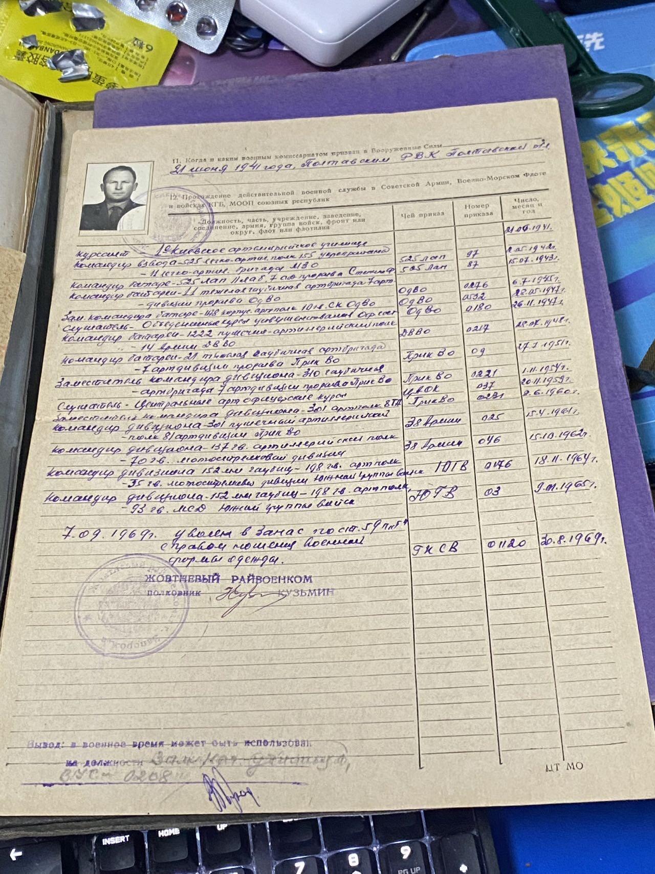 苏联勋章奖章2月12日晚上九点结束在麦稀奇 找不到的加我qq或者微信都是184277308备注苏章拍卖。最好加微信群每次都会通知还有提前可以一口价的 最近会持续拍卖一些东西。 苏联英雄君官档案 Мохов Михаил Иванович  50+张主要内容大部分有反面过百页 附带服役记录原版带照片 +紫皮服役记录+铭牌！