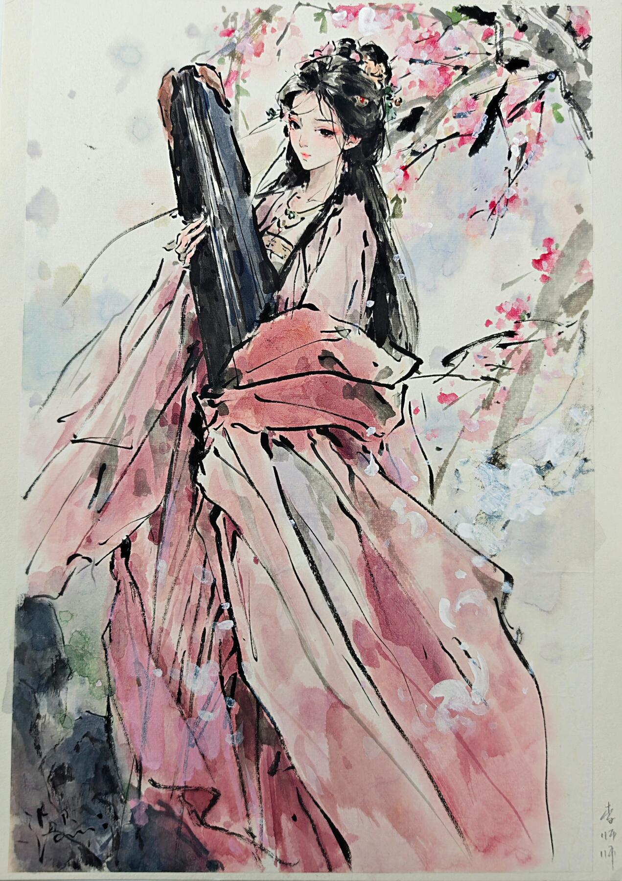 白泽拍卖卡牌手绘专场第32期（愿得长如此 年年物侯新） 2025 迟迟手绘画 李师师 尺寸：27cm*41cm  迟迟亲签