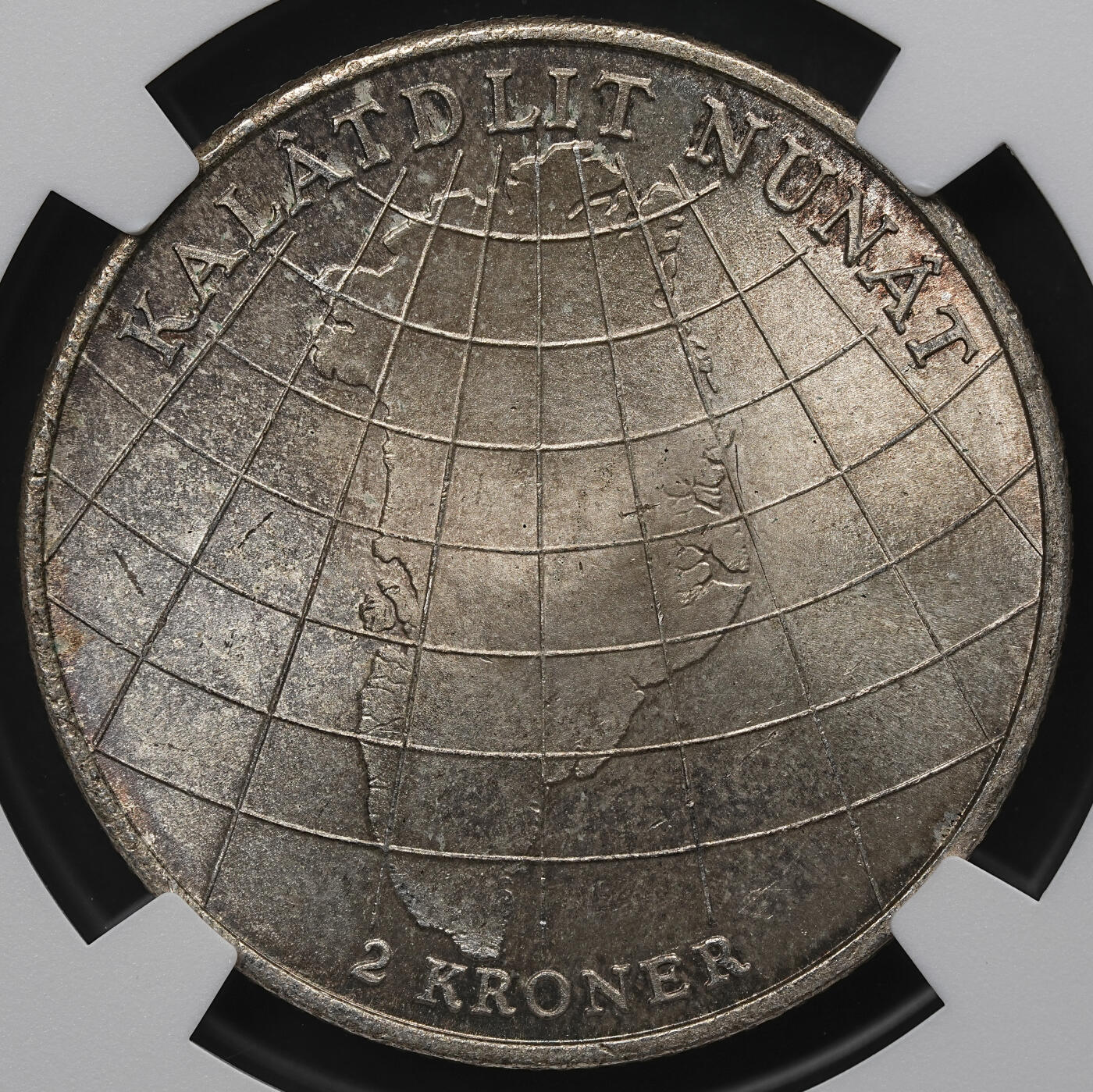 修遠堂世界钱币第104期 NGC MS64 1953年丹麦格林兰结核防治纪念2克朗银币 