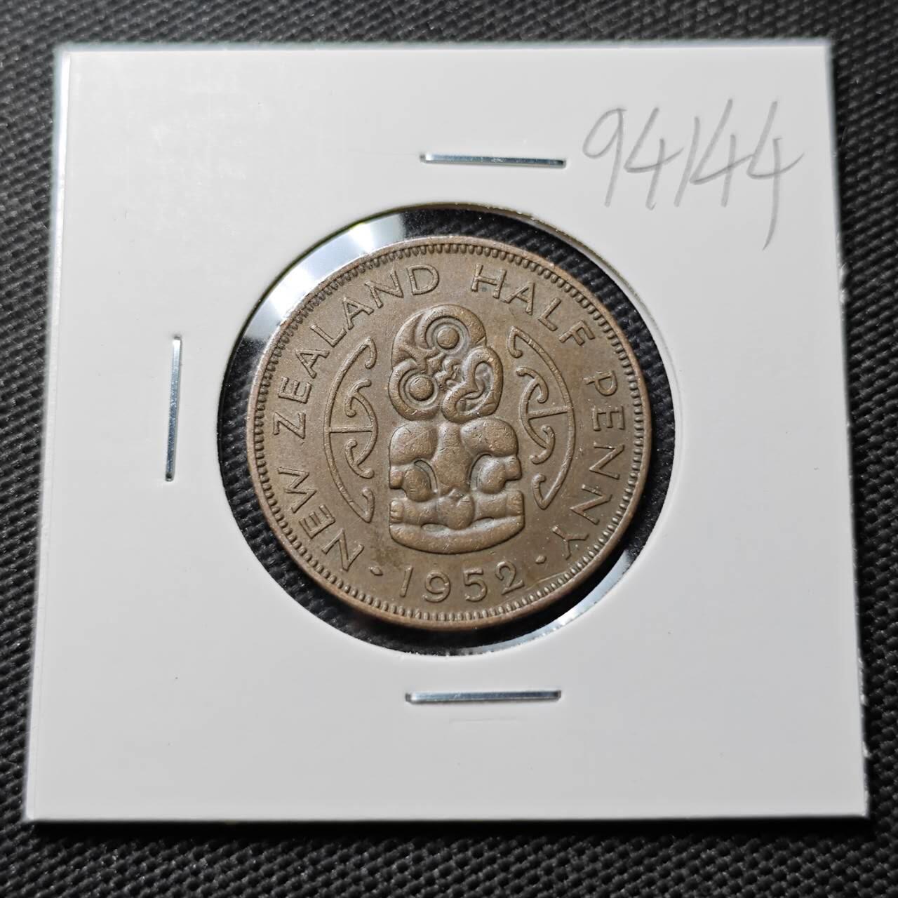 KK钱币收藏小铺  第394期  2月预留时间 周末发货  1952新西兰乔六半便士铜币