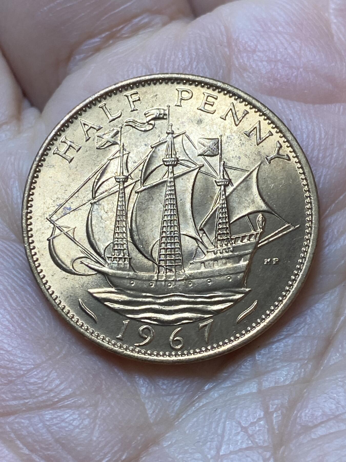 2026年第二十场(总第一百八十九场）外国好品散币场(免佣金) 原光好品–英国🇬🇧1967年1/2便士(伊丽莎白二世青年桂冠第二版，普制币关门年)