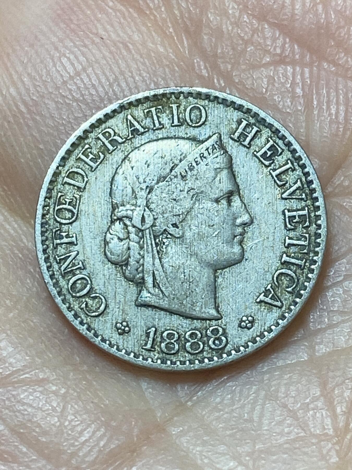 2026年第二十场(总第一百八十九场）外国好品散币场(免佣金) 稀少早期年份–瑞士🇨🇭1888年5拉彭(第二版，B标伯尔尼造)