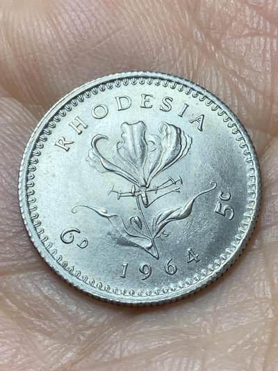 2026年第二十场(总第一百八十九场）外国好品散币场(免佣金) - 好品–英属罗德西亚1964单年份5分(伊丽莎白二世中年花冠，6便士和5分双面值)