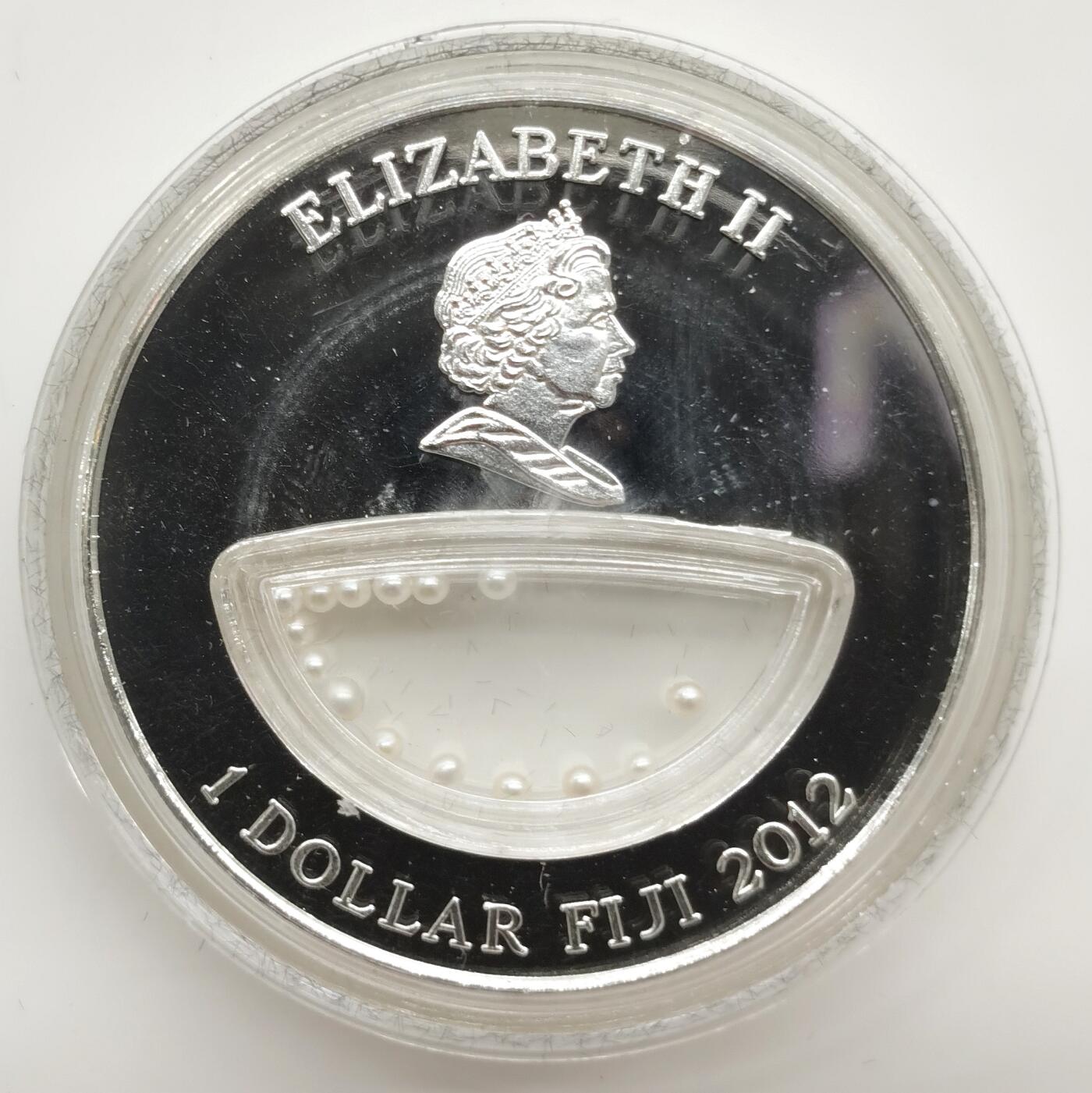 博洋堂“心向春光”2月精品大拍专场暨第160期（全场包邮） 2012年斐济1元精制银币 自然母亲的宝藏-白色珍珠 20克999银 发行量：999 盒证全