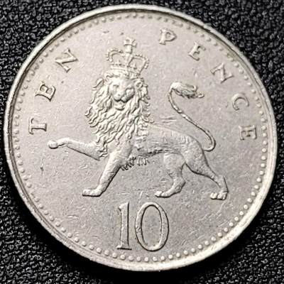 泉币菌-第181场- 精品福利场 - 英国1992年 10便士铜镍币 24.5mm 伊丽莎白二世女王 皇冠狮子