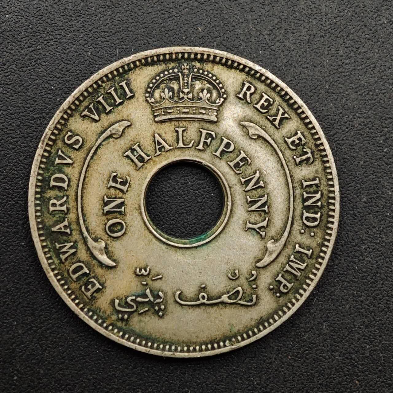  【淘币小摊】限时拍第八百六十六拍   散币场    年前最后一周之前预留8号9号全部发出请更换最新收货地址不方便收货的请勿参拍或者顺丰到付 英属西非1936年爱德华八世1/2便士镍币