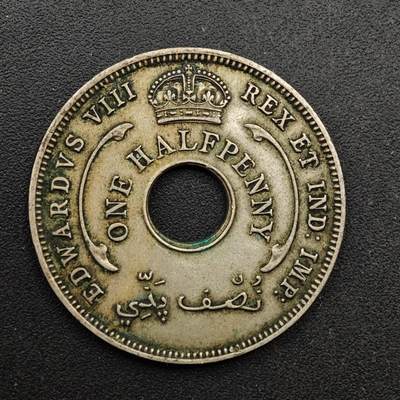  【淘币小摊】限时拍第八百六十六拍   散币场    年前最后一周之前预留8号9号全部发出请更换最新收货地址不方便收货的请勿参拍或者顺丰到付 - 英属西非1936年爱德华八世1/2便士镍币