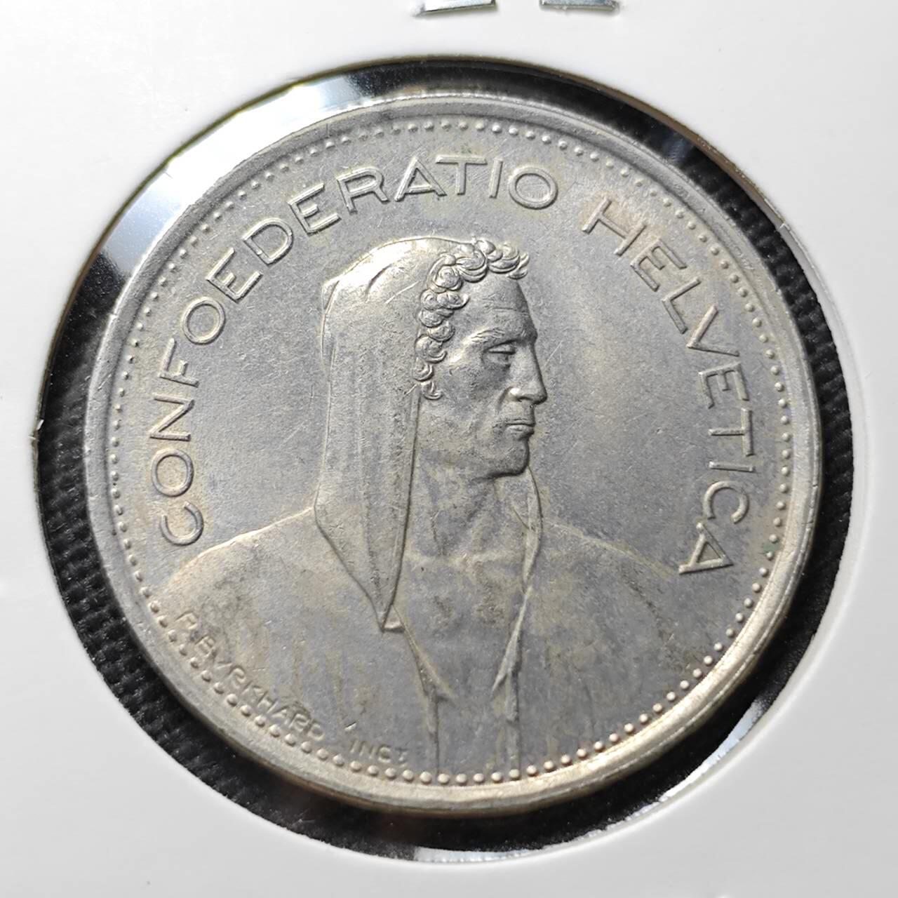 KK钱币收藏小铺  第394期  2月预留时间 周末发货 1970瑞士5法郎 