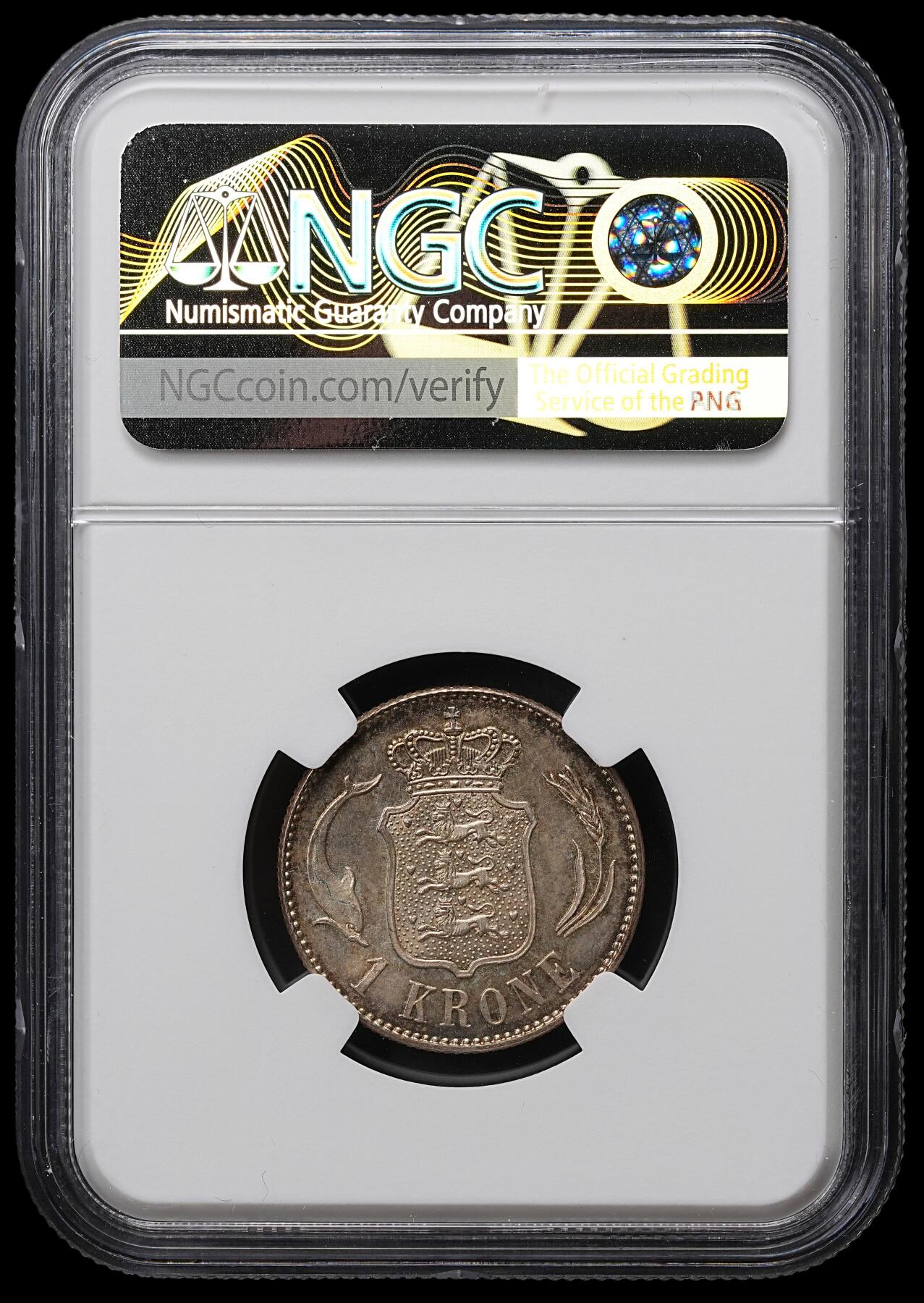 修遠堂世界钱币第104期 NGC MS63 1915年丹麦海豚1克朗银币