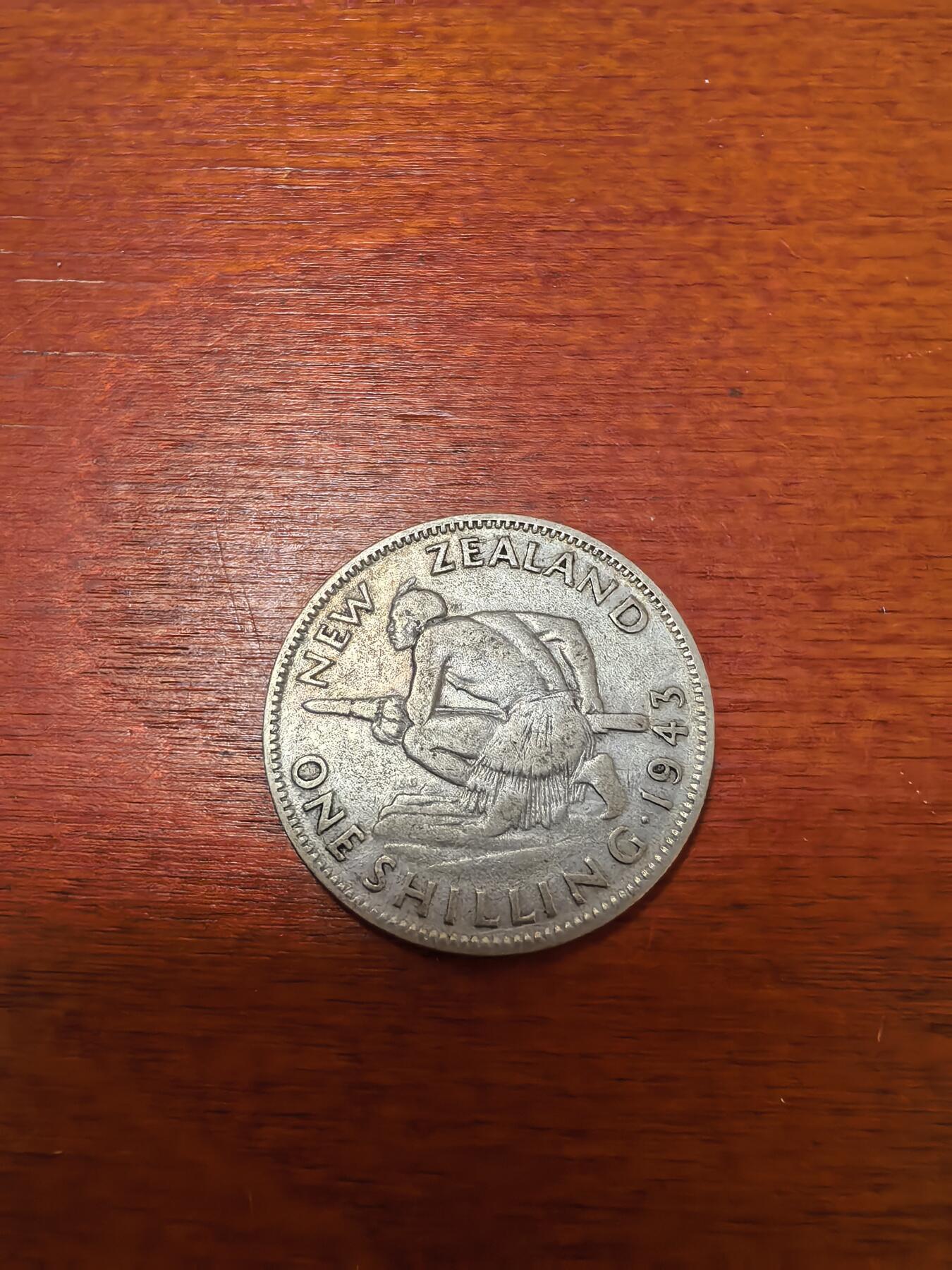 长老汇蛇年精选第九十八场拍卖 1943新西兰乔治六世1先令银币，5.65克500银，克书65分100美金