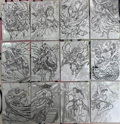 丫丫卡拍-场主生日🎂全场包邮（3月1日22：00截拍） 【粗闪线稿套】张建东水浒第二弹 天罡17+地煞34=51张全套☆图中部分展示