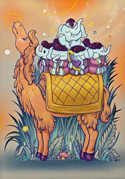 白泽拍卖卡牌手绘专场第32期（愿得长如此 年年物侯新） - 2021 BALA复制画 骆驼  bala背签绘