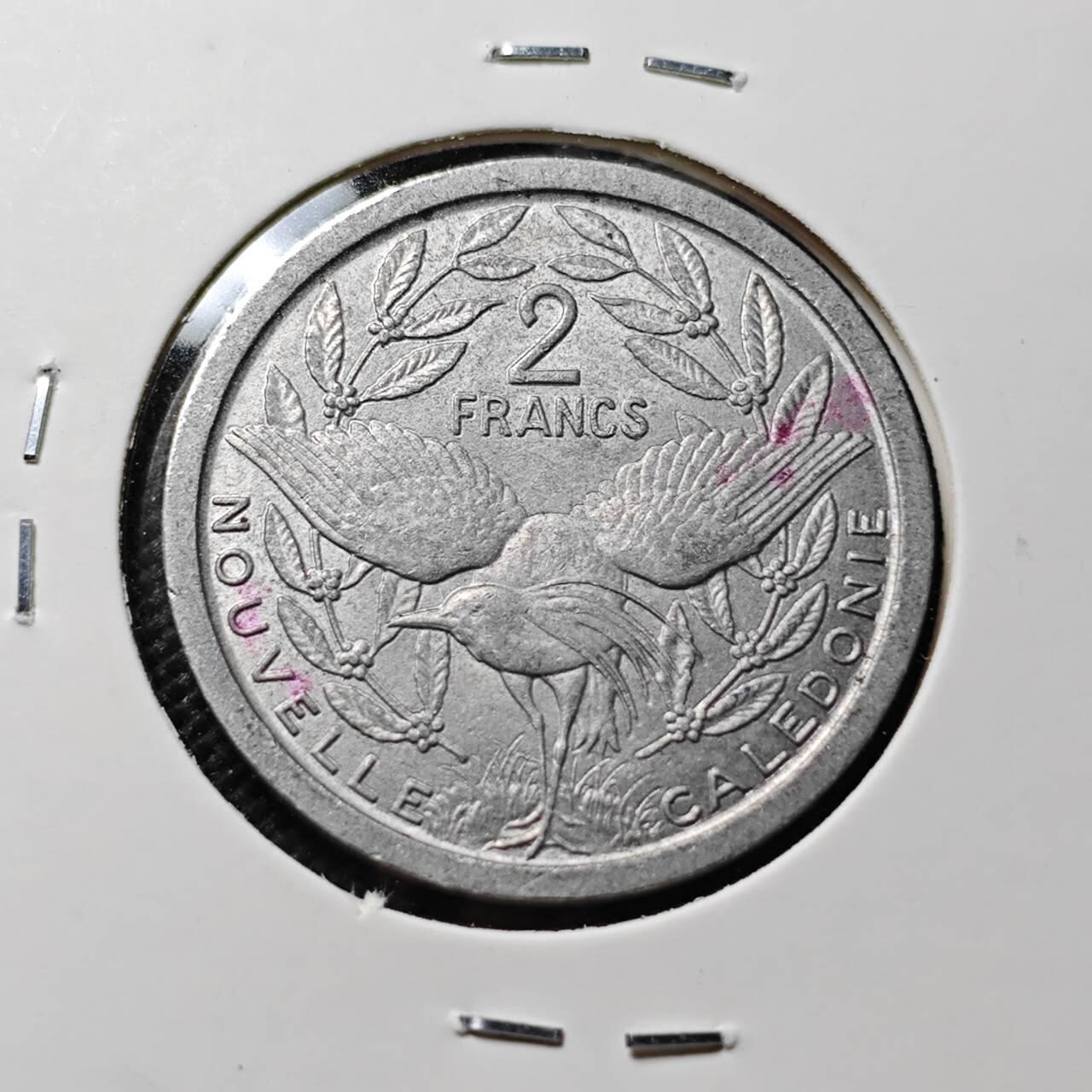 KK钱币收藏小铺  第394期  2月预留时间 周末发货 1973法属新喀里多尼亚2法郎 