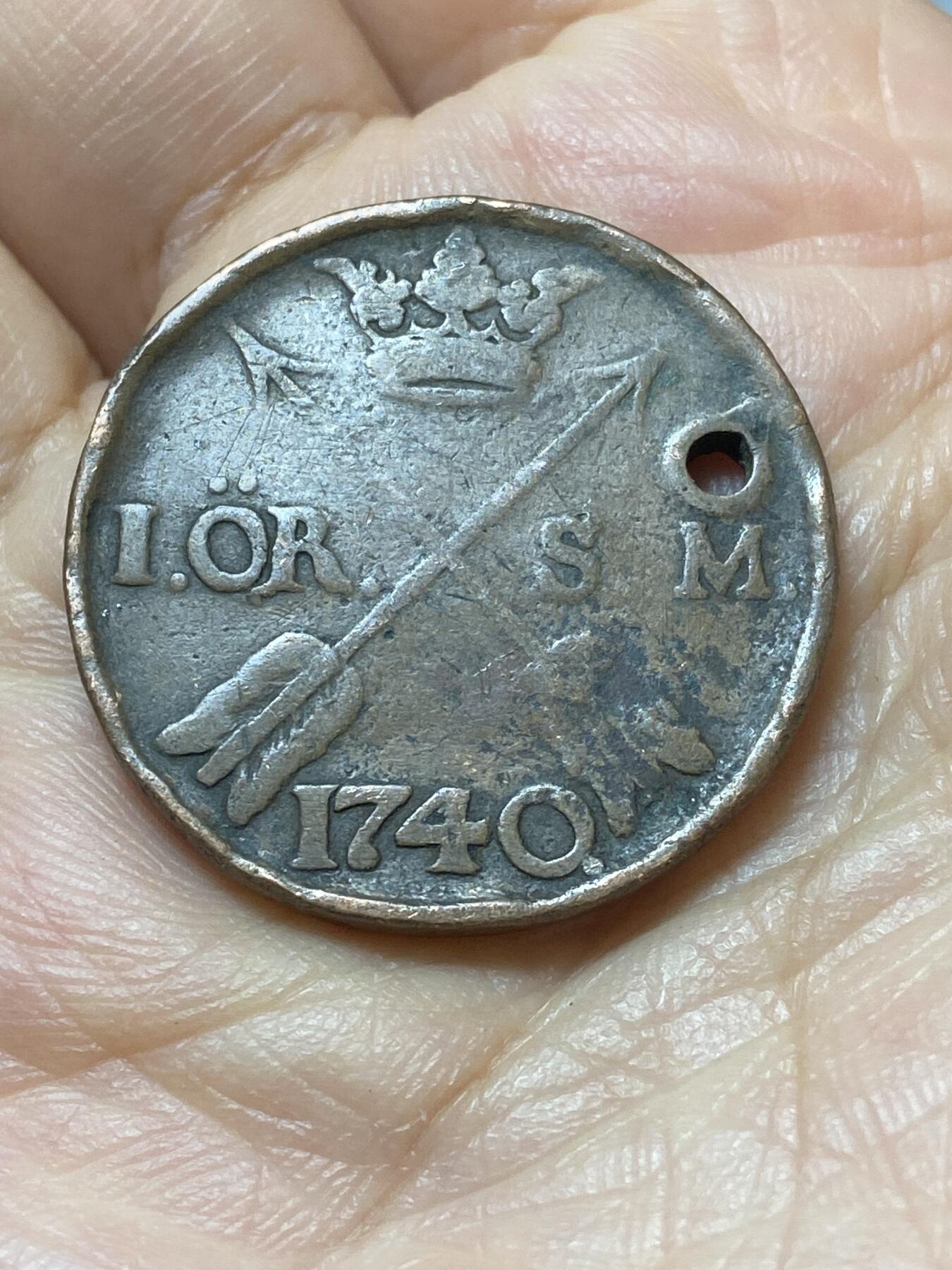 2026年第二十场(总第一百八十九场）外国好品散币场(免佣金) 少见打孔古币–瑞典🇸🇪1740年1欧尔(弗雷德里克一世，SM标)