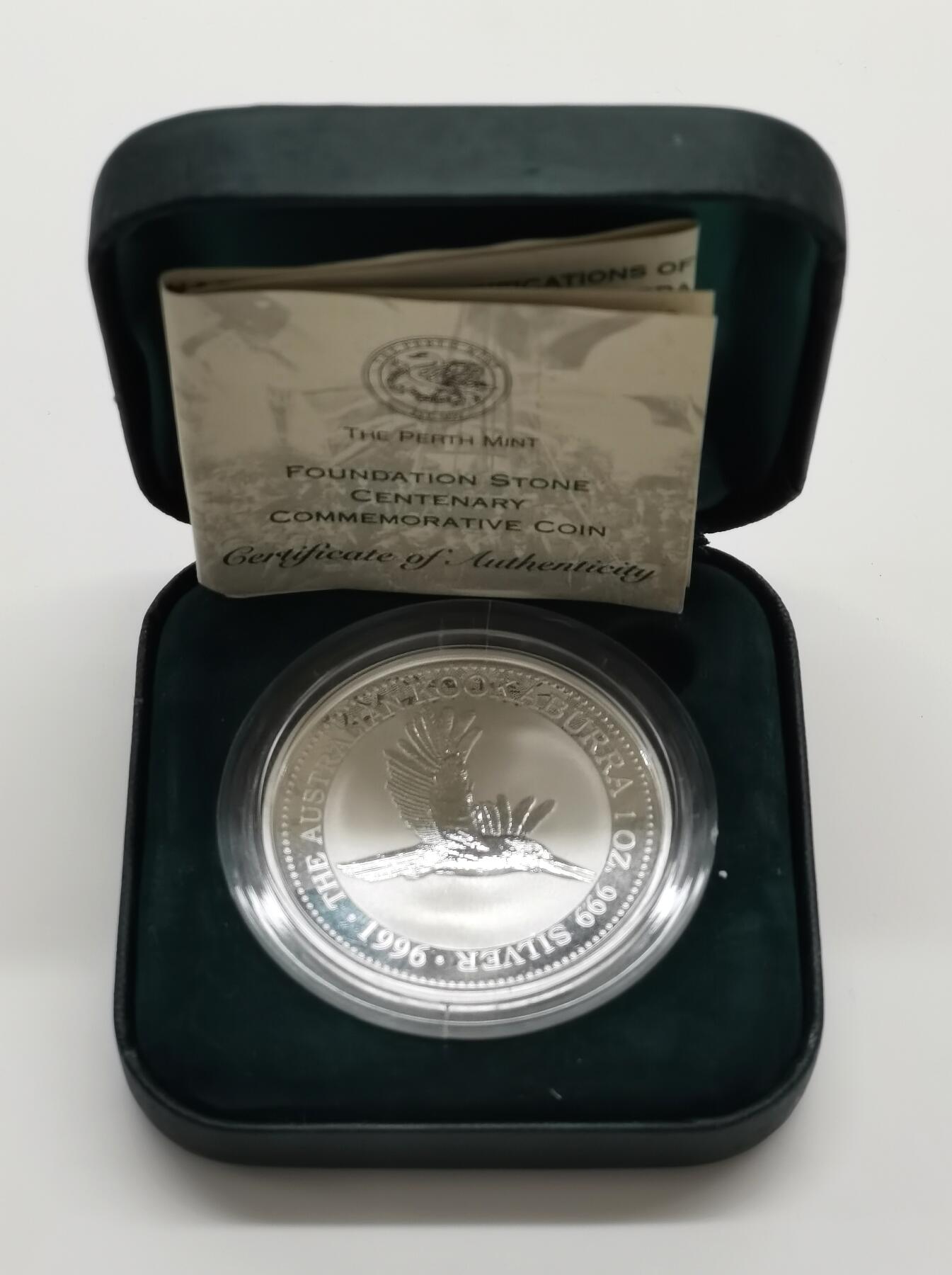 博洋堂“心向春光”2月精品大拍专场暨第160期（全场包邮） 1996年澳大利亚1元普制银币 笑翠鸟-纪念基石百年 1盎司999银（有边铭） 发行量：1500 盒证全