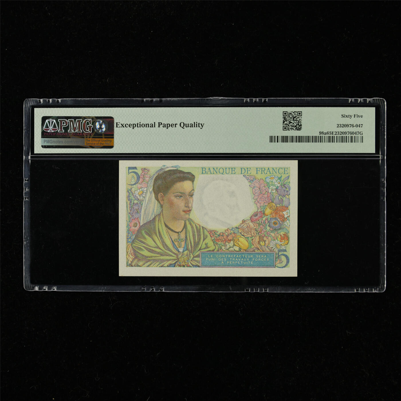 【亘邦集藏】第220期拍卖 1943-45年 法国5法郎 PMG 65EPQ V.127 08455