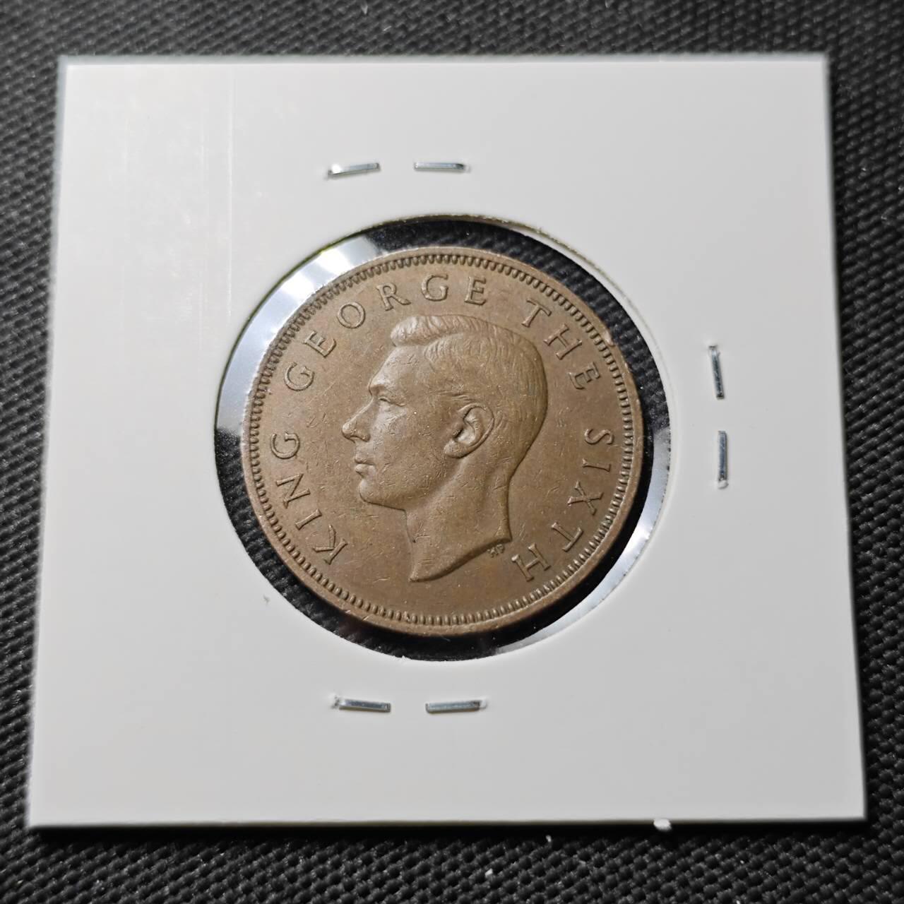 KK钱币收藏小铺  第394期  2月预留时间 周末发货  1952新西兰乔六半便士铜币