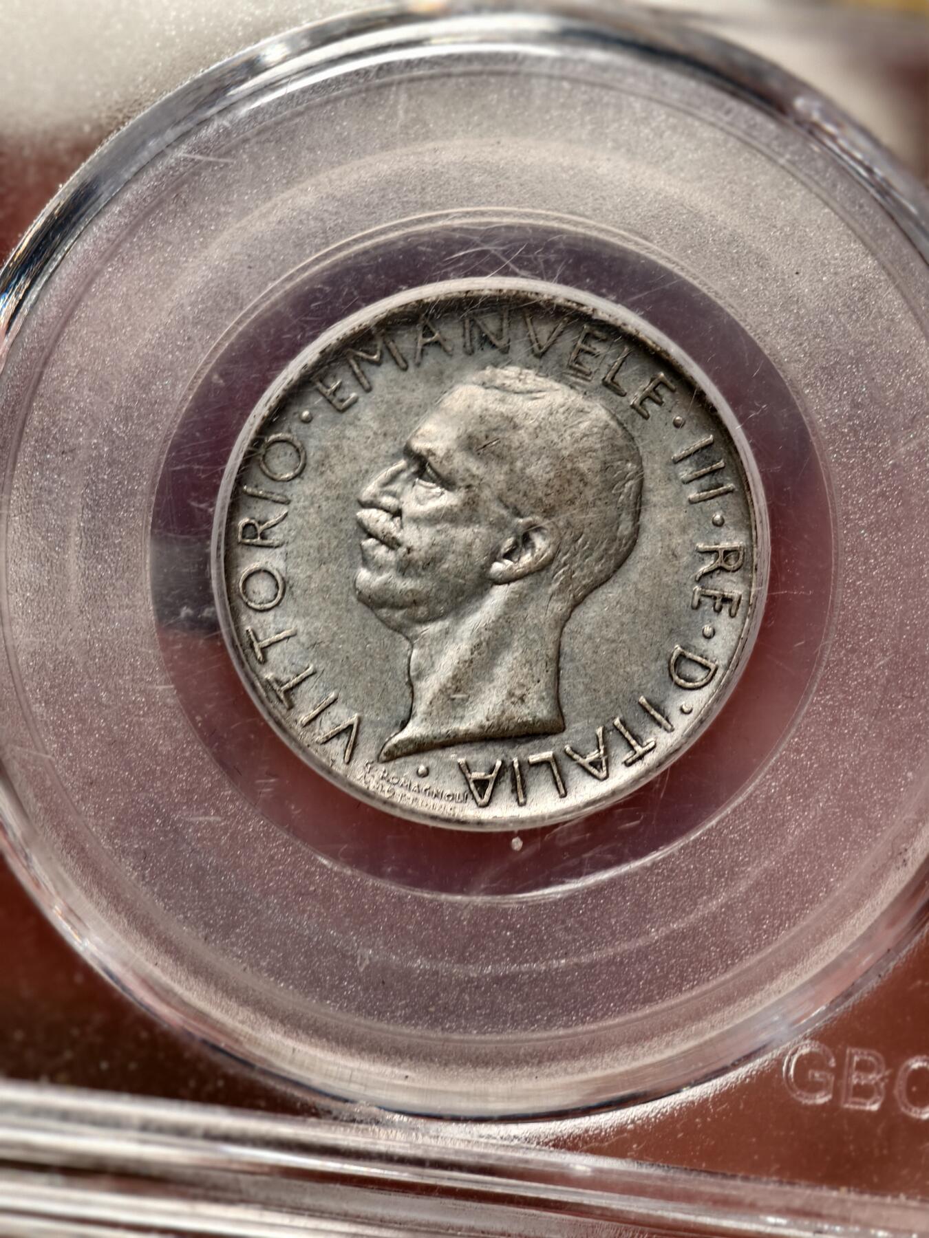 抚柳草堂-第十二期章牌钱币  奖章勋章限时免佣 满百包邮 放漏专场 1930意大利维克托伊曼纽尔三世5里拉银币 公博au58 原光好品