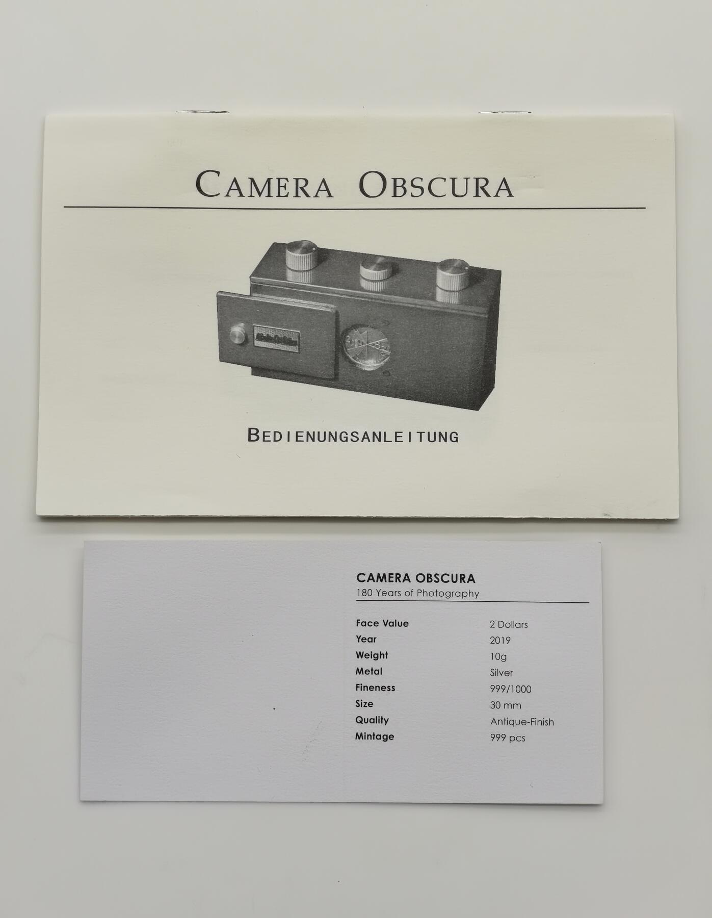 博洋堂“心向春光”2月精品大拍专场暨第160期（全场包邮） 2019年帕劳2元仿古银币 180年照相历史-照相暗箱 999银10克 发行量：999 盒证全