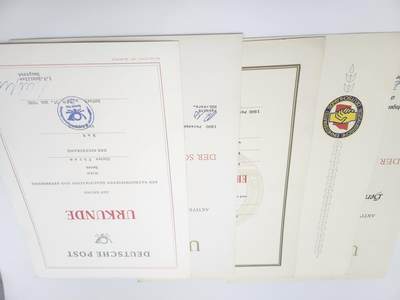 南水社第二次拍卖 民主德国波茨坦邮政负责人套证。任职证明、邮政等级资格证书、社会主义劳动积极分子荣誉证书、奖金证书、党内任职文件、工作通知及退休文件共计45张