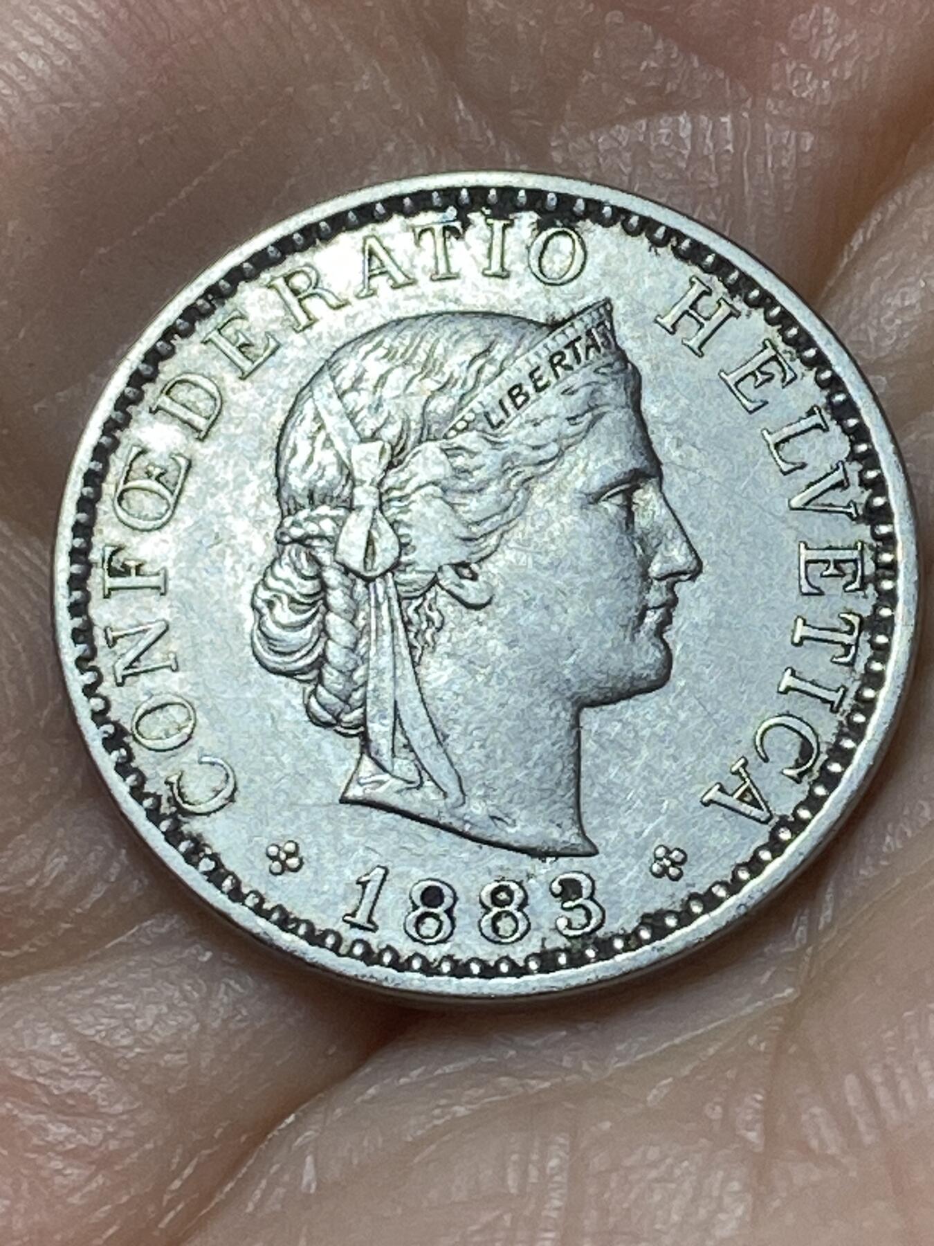 2026年第二十场(总第一百八十九场）外国好品散币场(免佣金) 稀少早期年份–瑞士🇨🇭1883年20拉彭(第二版，B标伯尔尼造)