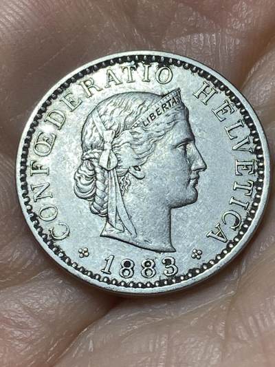 2026年第二十场(总第一百八十九场）外国好品散币场(免佣金) - 稀少早期年份–瑞士🇨🇭1883年20拉彭(第二版，B标伯尔尼造)