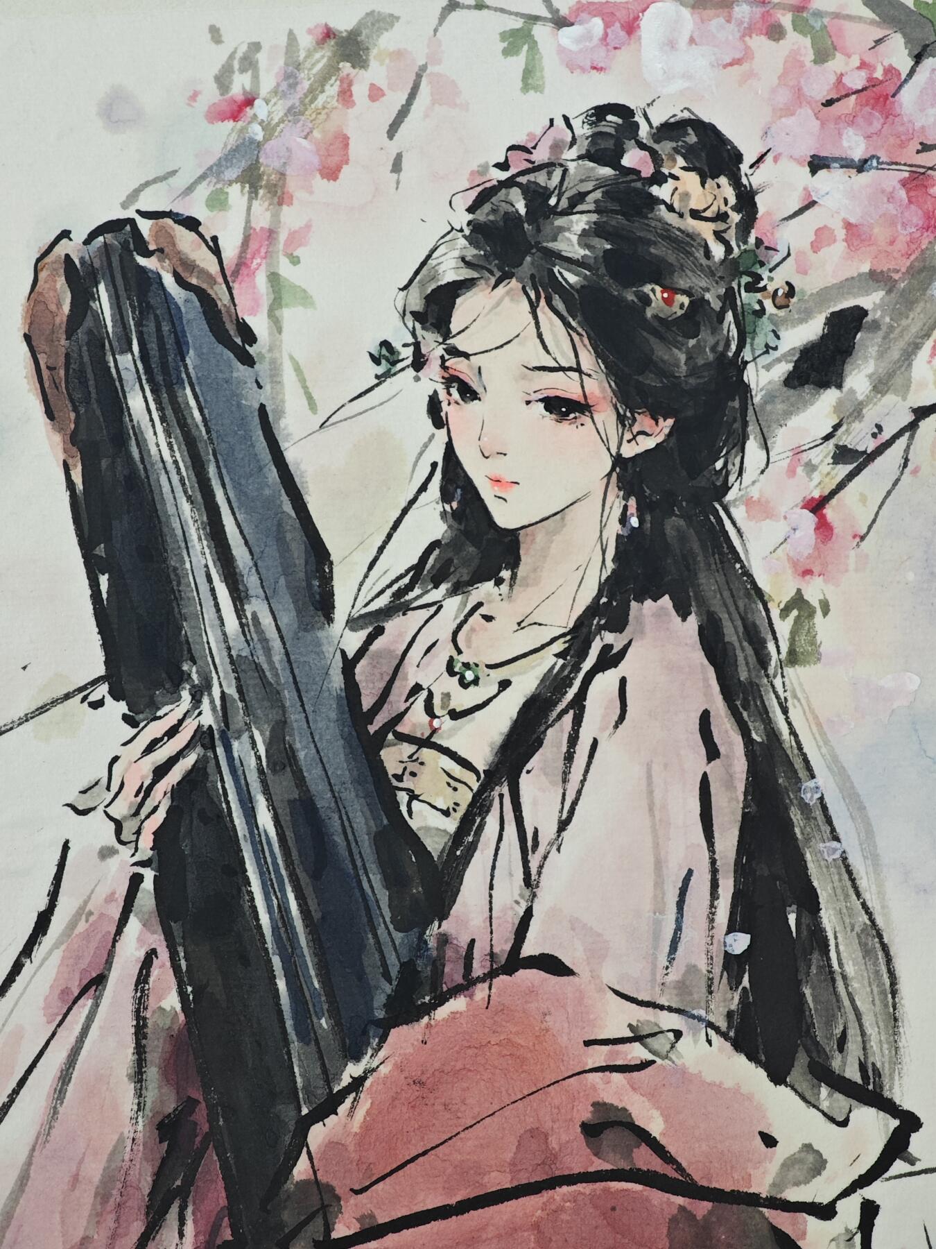 白泽拍卖卡牌手绘专场第32期（愿得长如此 年年物侯新） 2025 迟迟手绘画 李师师 尺寸：27cm*41cm  迟迟亲签