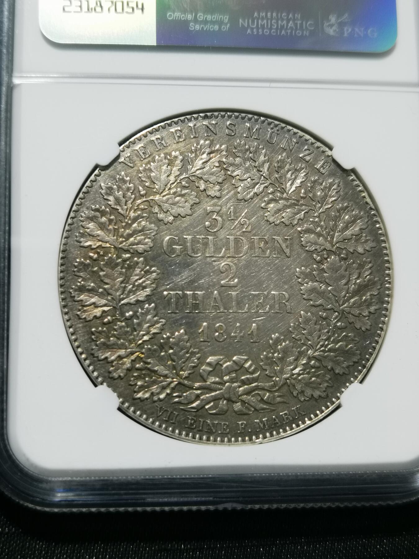 天下钱庄专场欢迎参拍 NGC AU 1841法兰克福2泰勒银币