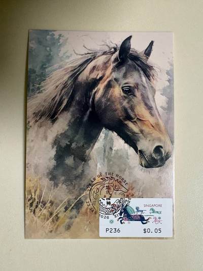 生肖马年专场01          无佣金、可寄存、满50包邮 - 2026新加坡马年电子邮票极限片 限定纪念戳
