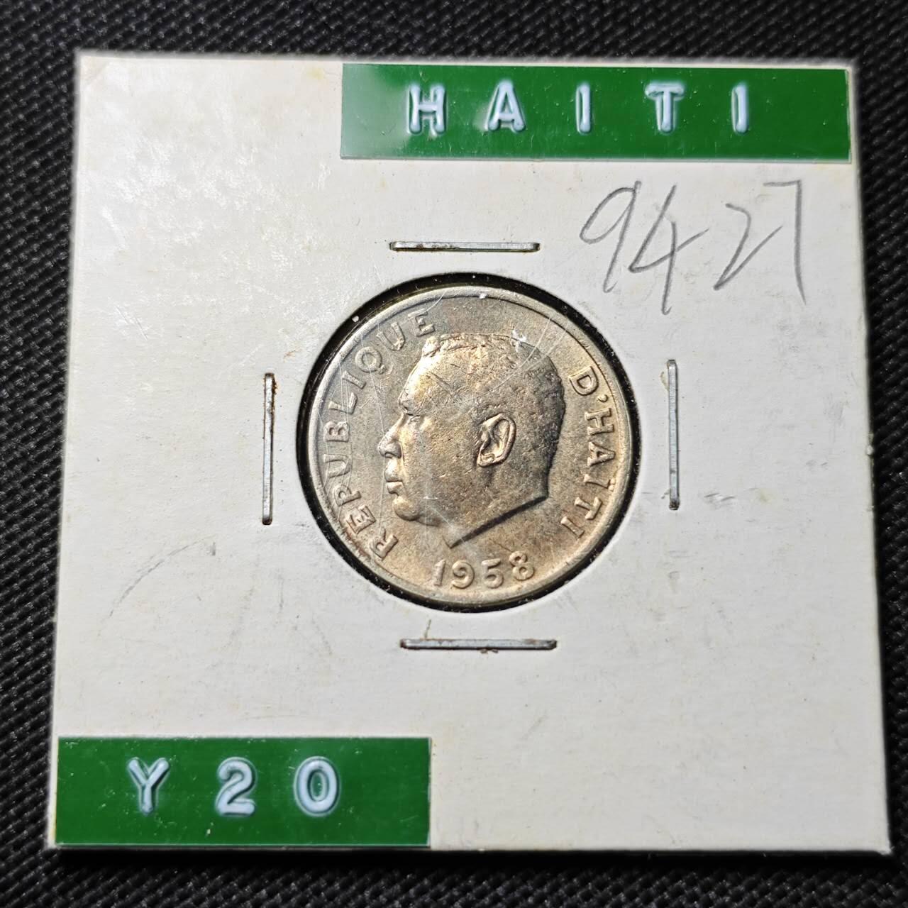 KK钱币收藏小铺  第394期  2月预留时间 周末发货 1958海地5分 