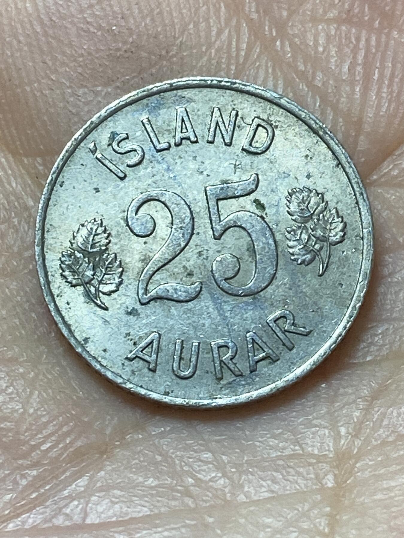 2026年第二十场(总第一百八十九场）外国好品散币场(免佣金) 冰岛🇮🇸1960年25奥拉(共和国时期第一套)