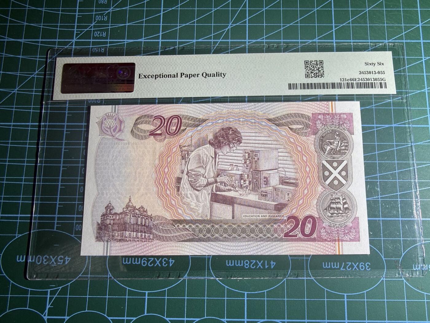 【炜奕收藏】，第五十九期，苏格兰多时期钞票，年前最后一期，拍后所有寄存物品将寄出 2004年苏格兰银行20镑，PMG66分新壳，亚军分仅4张更高分，号码无47