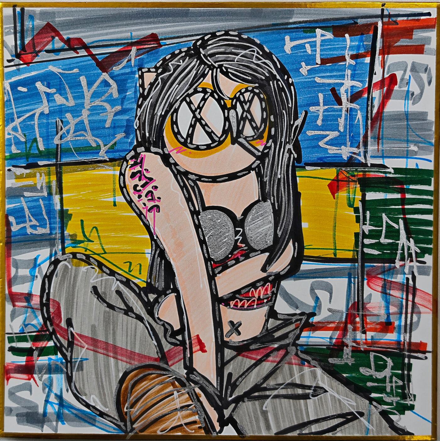 白泽拍卖卡牌手绘专场第32期（愿得长如此 年年物侯新） 2024 waiwai手绘色纸 少女 尺寸：18cm*18cm  waiwai亲签