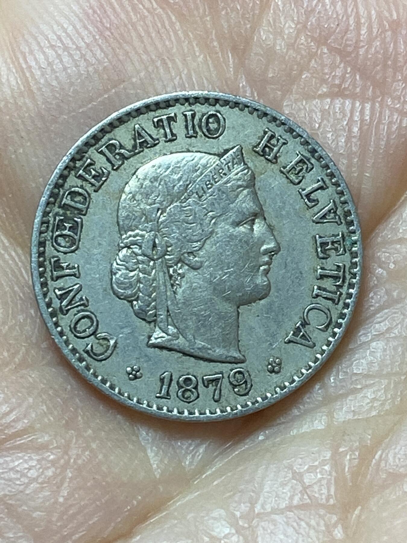 2026年第二十场(总第一百八十九场）外国好品散币场(免佣金) 珍稀早期年份–瑞士🇨🇭1879年5拉彭(第二版首发年，B标伯尔尼造)