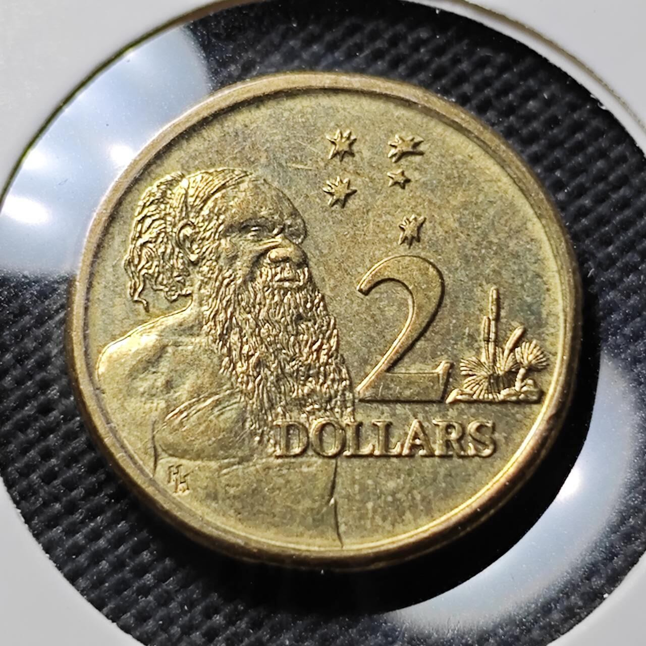 KK钱币收藏小铺  第394期  2月预留时间 周末发货 1988澳大利亚土著人2元 